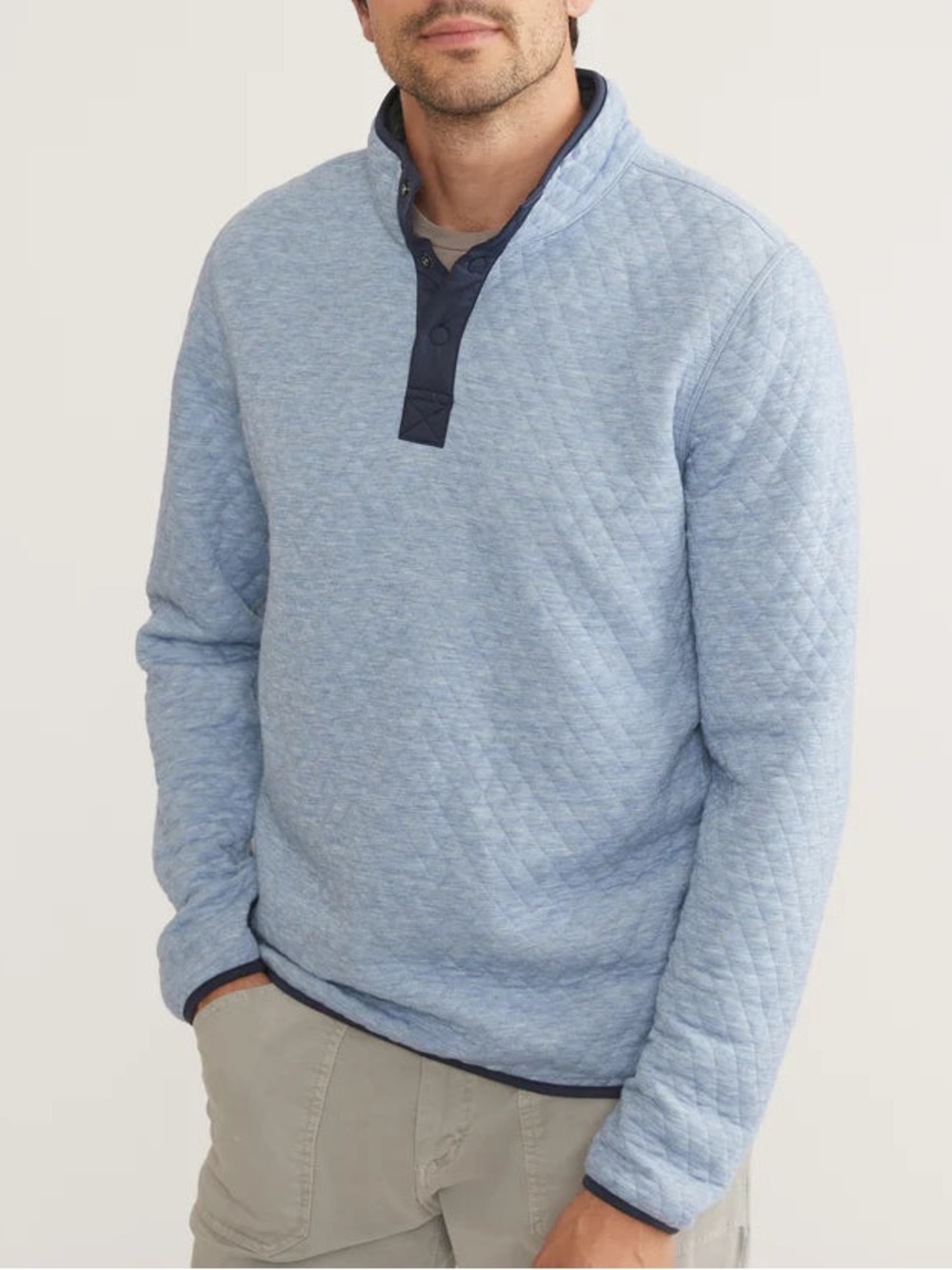 Marine Layer Corbet Reversible Pullover Light Blue / Charcoal Size Medium